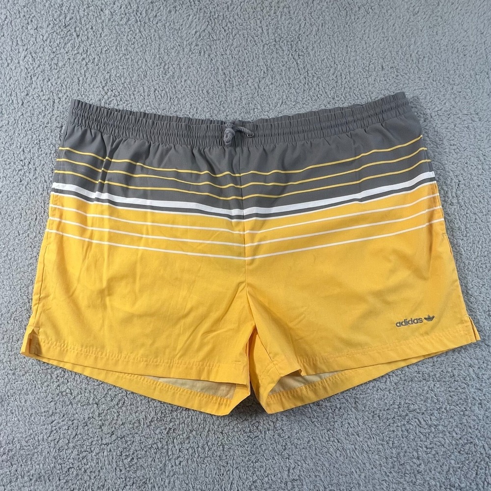 Adidas Water Short Logo Yellow & White Striped Men's Big & Tall Size 2XL VTG NWT